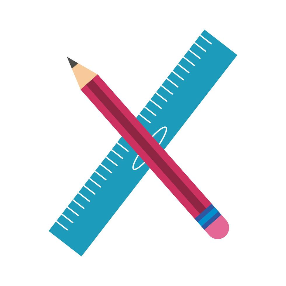 pencil and rule school supply flat style icon vector