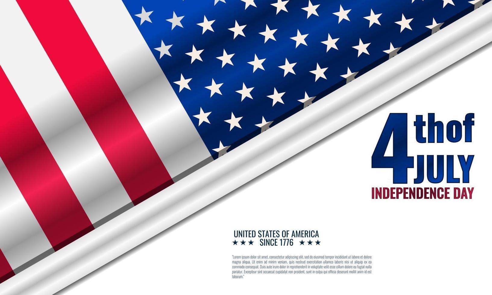 Independence Day USA background template with american flag  design vector