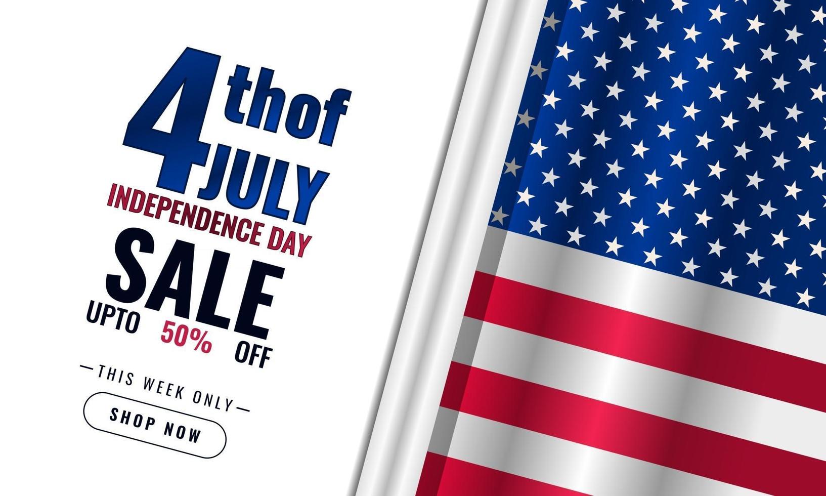 Independence Day USA background sales promotion advertising banner template with american flag design vector