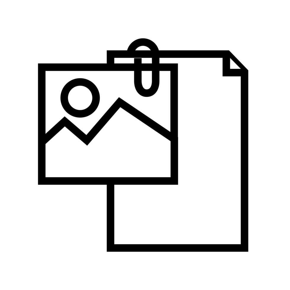 documento de archivo de papel con icono de estilo de línea de imagen vector