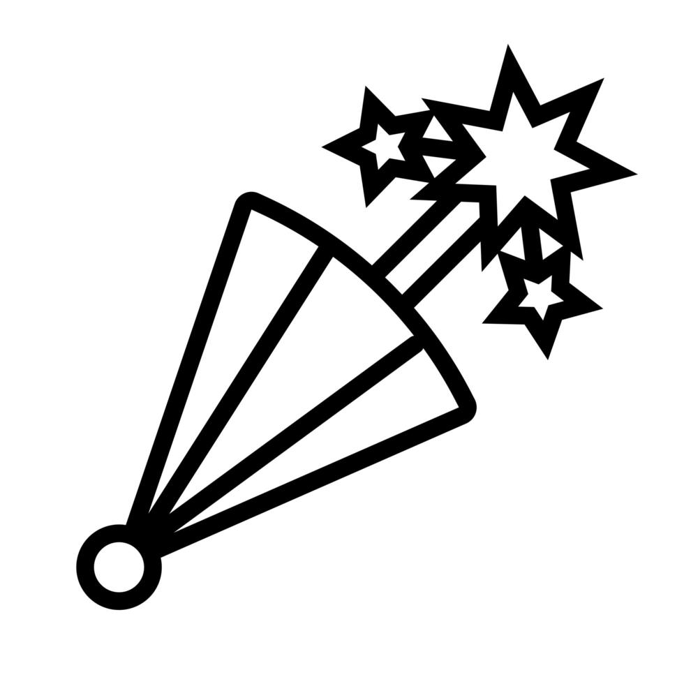 corneta de fiesta con icono de estilo de línea de estrellas vector