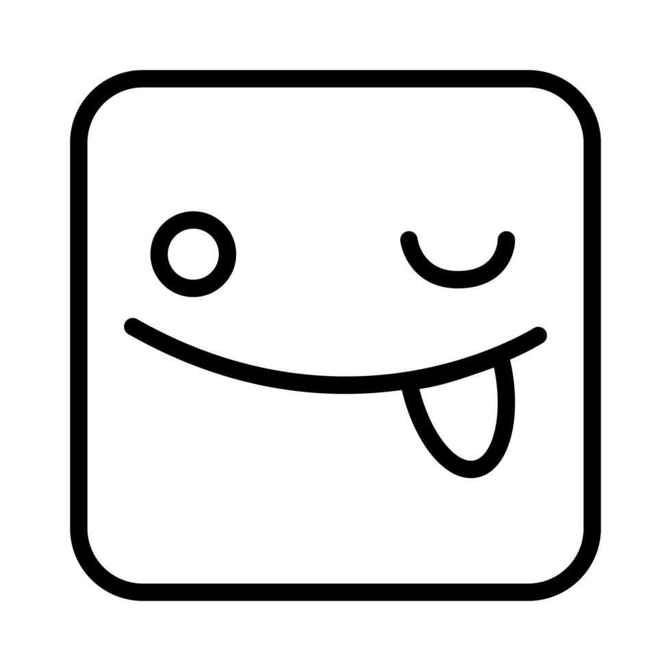 square emoji crazy face line style icon vector