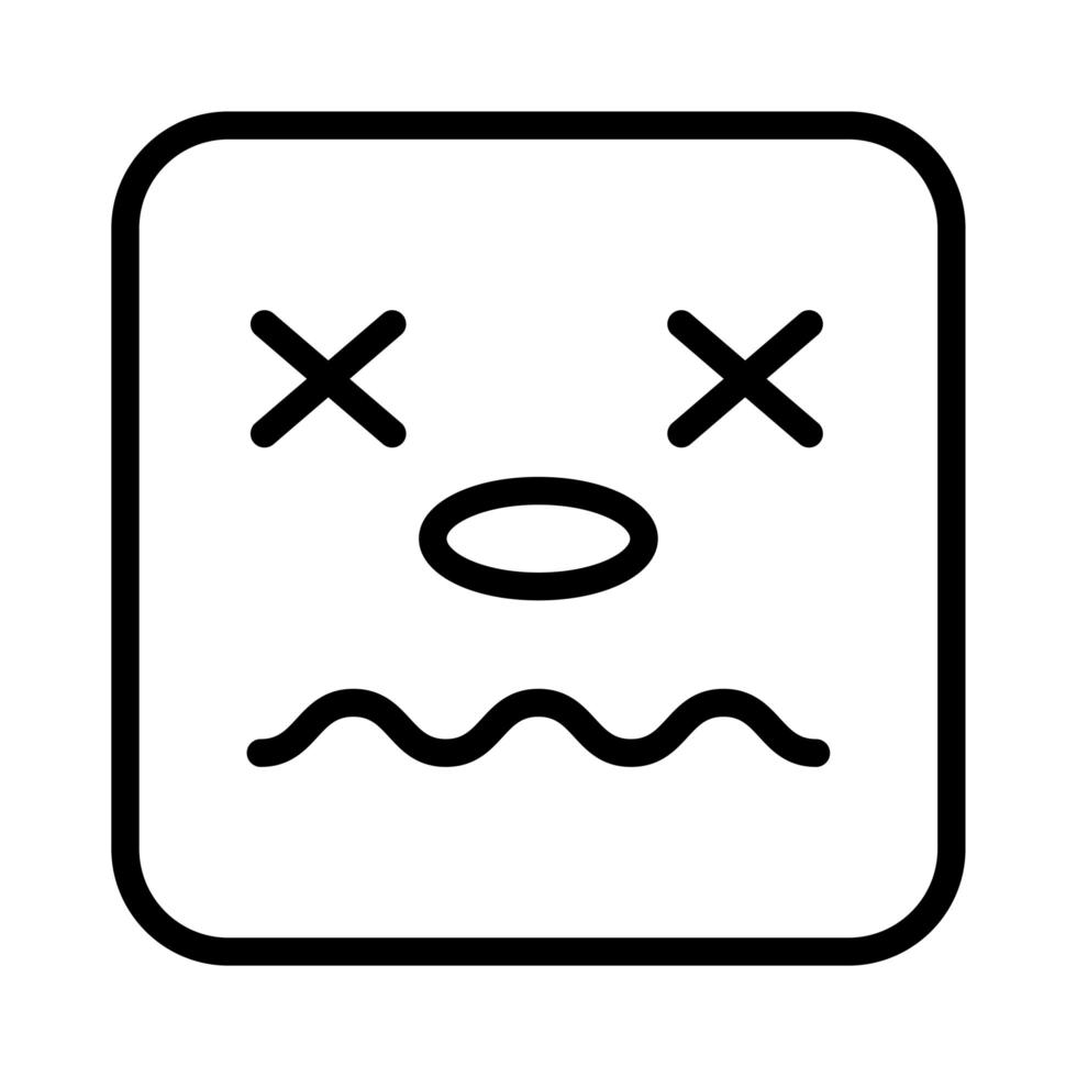 square emoji crazy face line style icon vector
