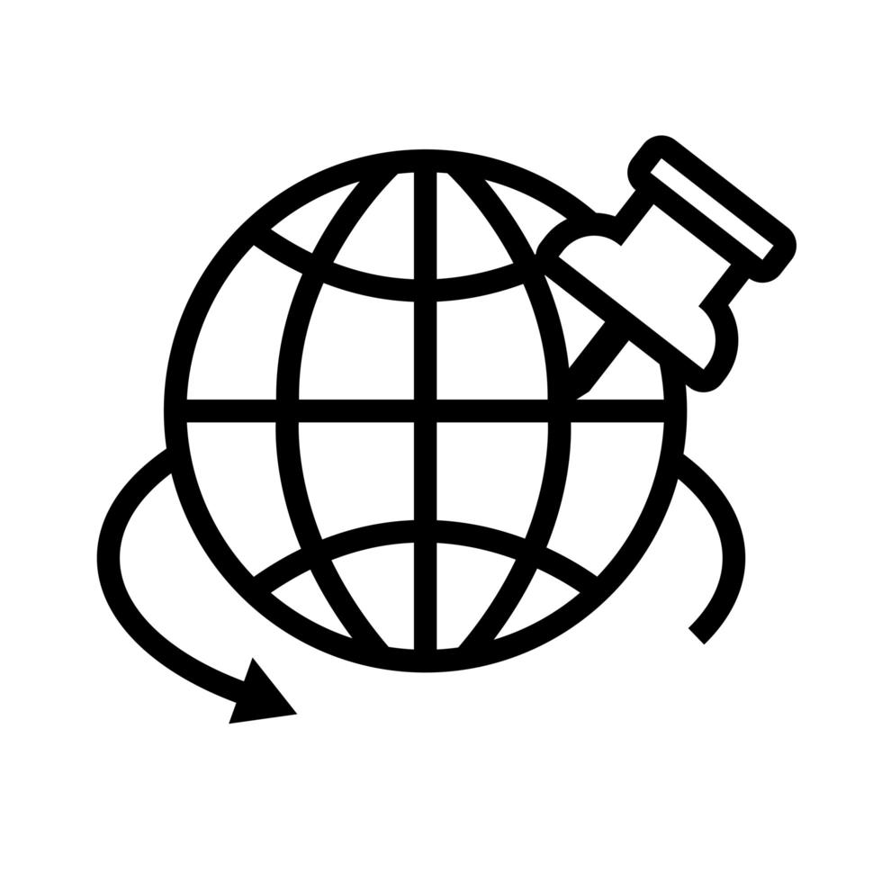 sphere with paper pin line style icon vector