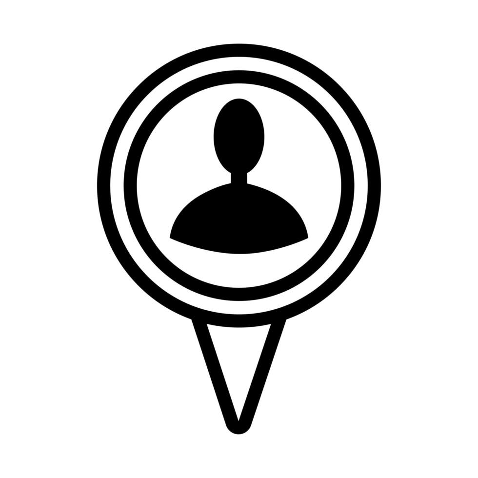 pin pointer location with user silhouette line style icon vector