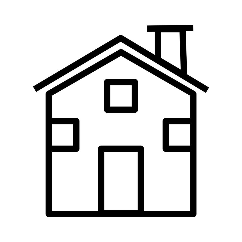 house front facade line style icon vector