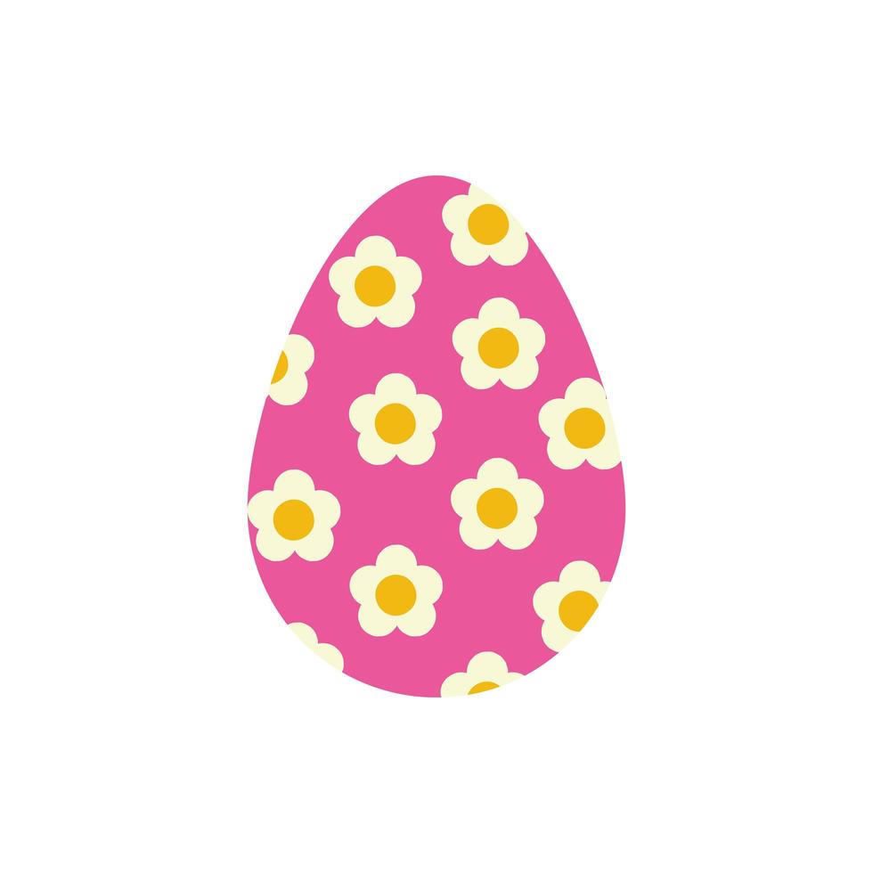 easter egg painted with flowers flat style vector