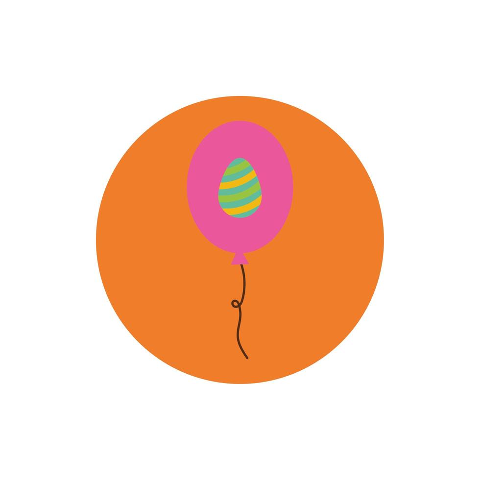 globo de helio con bloque pintado de huevo de pascua y estilo plano vector