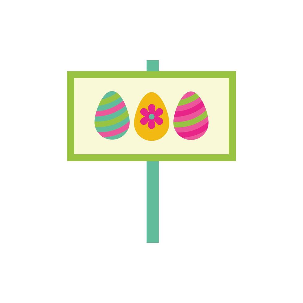 huevos de pascua pintados en etiqueta estilo plano vector