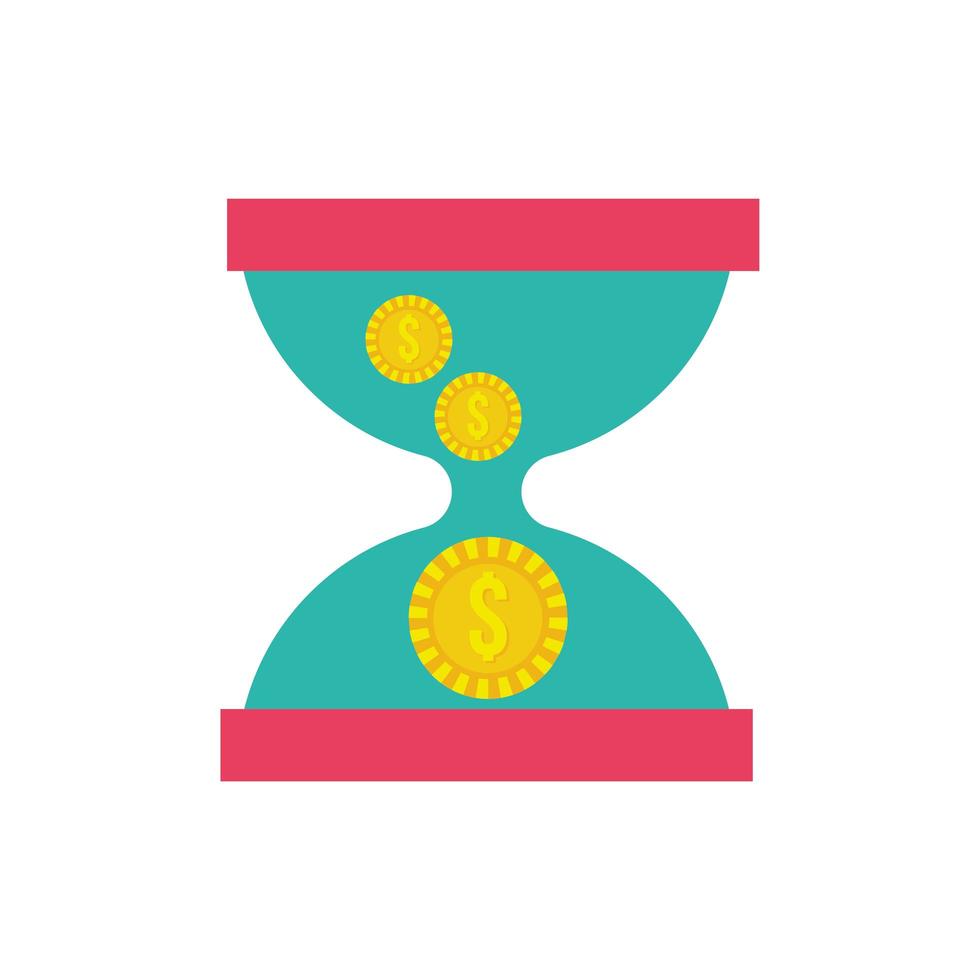 coins money dollars in hourglass flat style icon vector