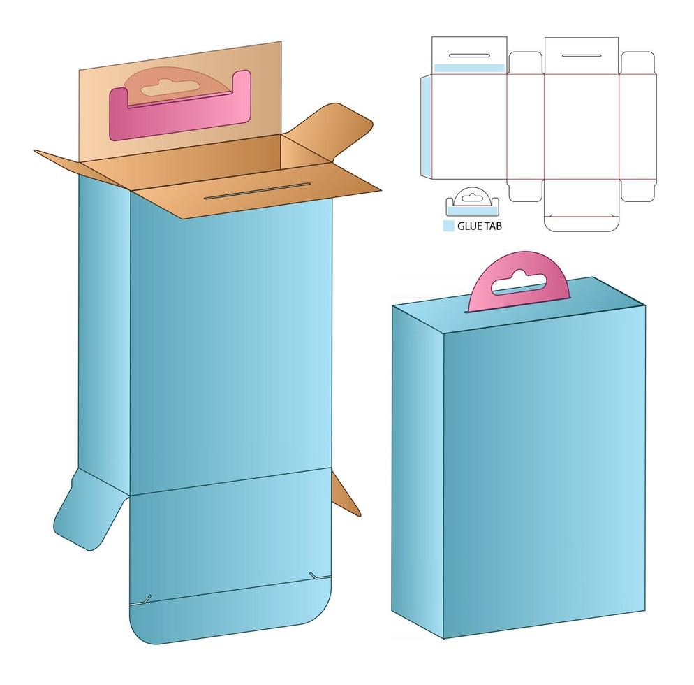 caja de embalaje diseño de plantilla troquelada maqueta 3d vector