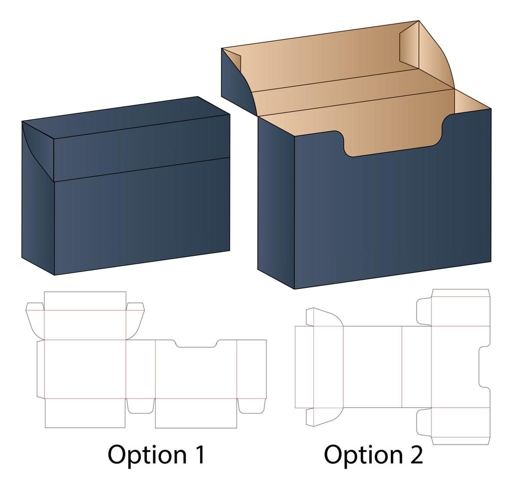 caja de embalaje diseño de plantilla troquelada maqueta 3d vector