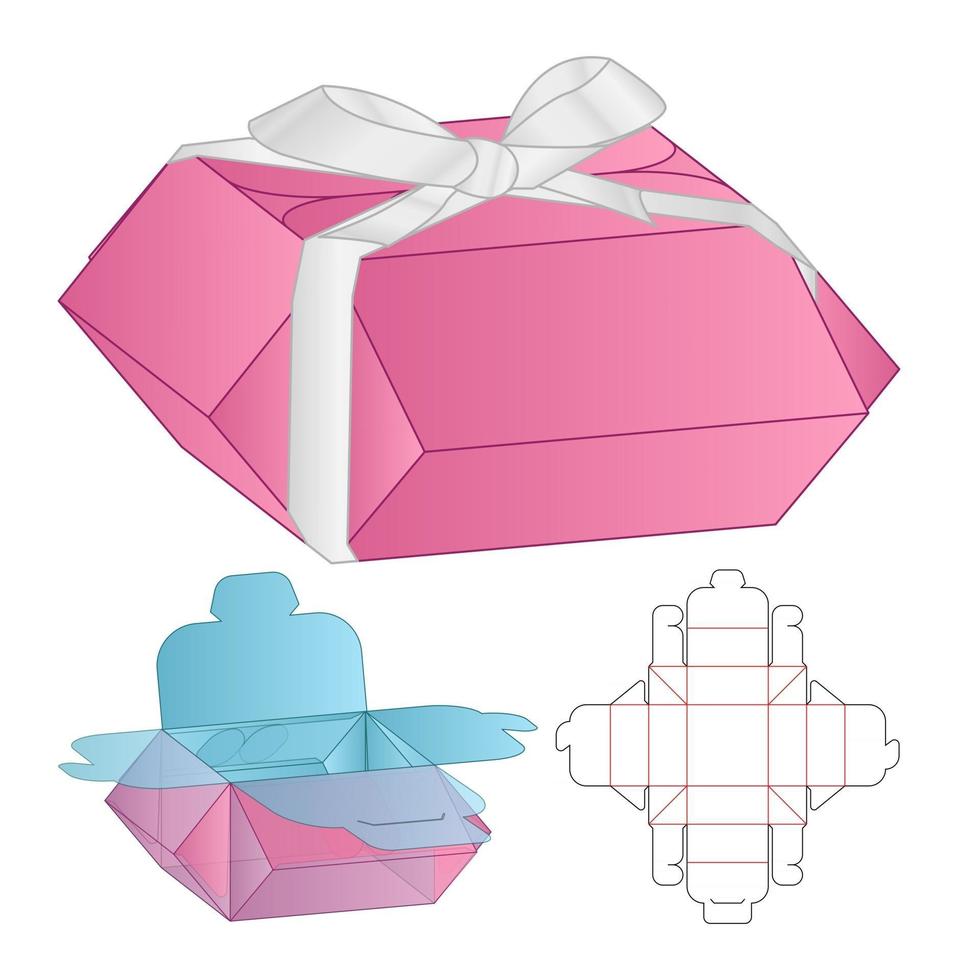 Box packaging die cut template design 3d mockup vector