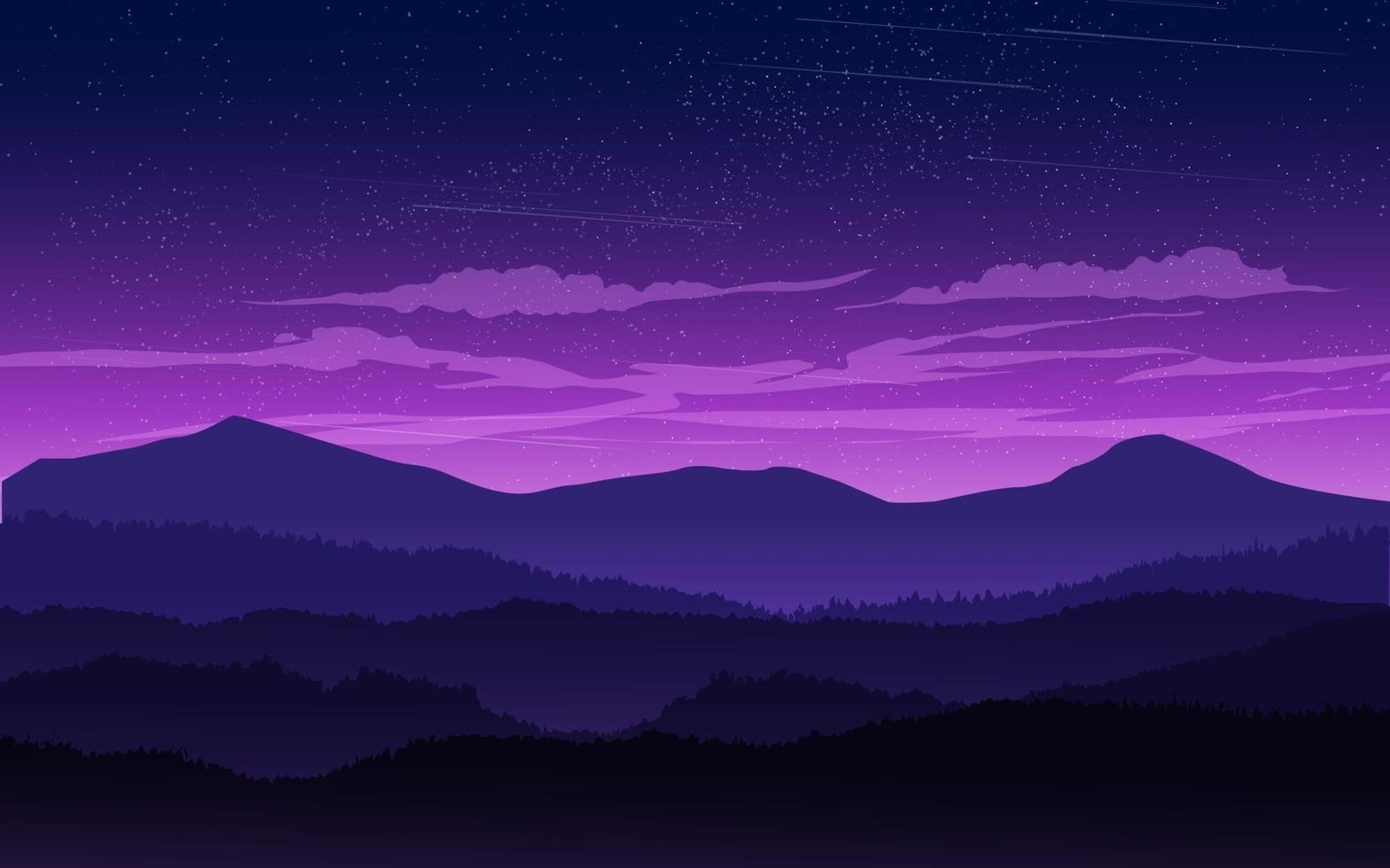 paisaje de cielo nocturno de montaña vector