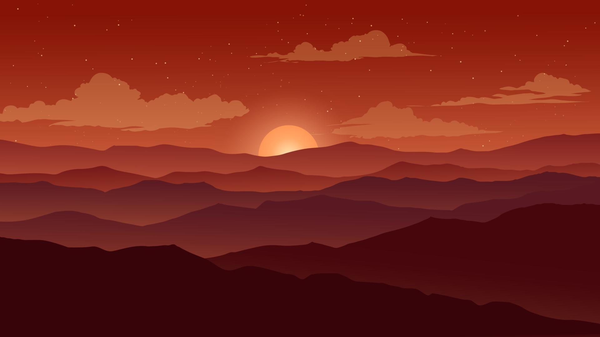 Mountain Sunset Illustration 2568406 Vector Art At Vecteezy