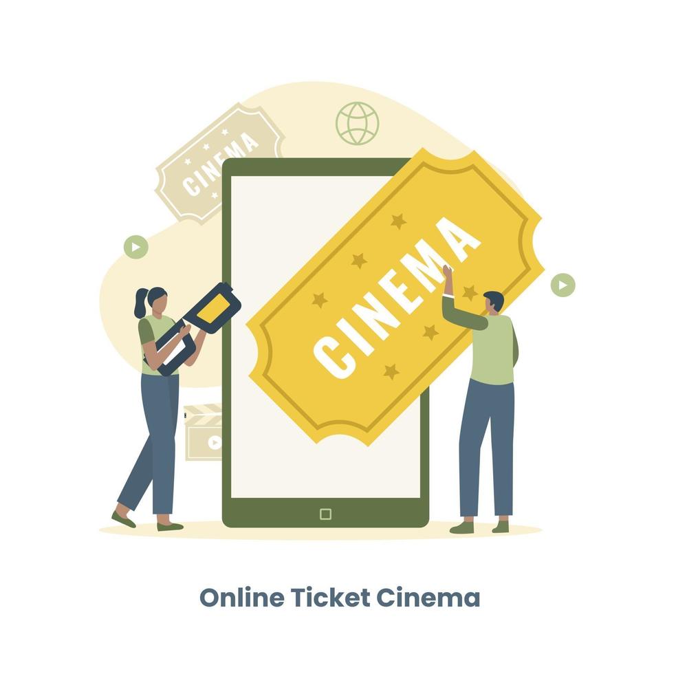 Flat design of cinema movie ticket online concept vector