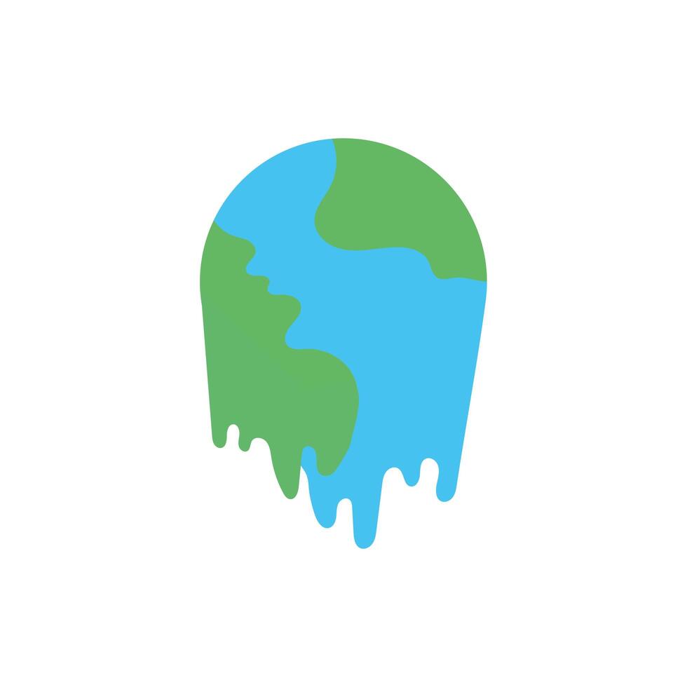 world planet earth melting flat style vector