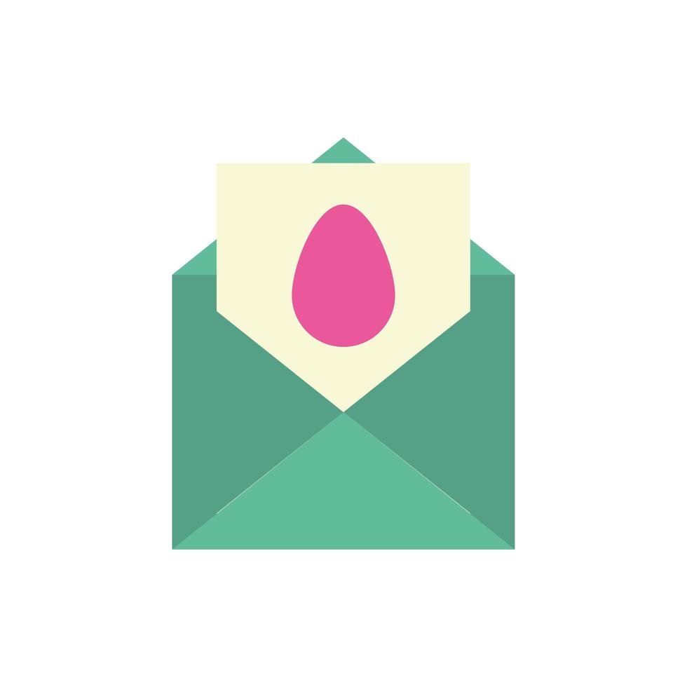 envelope with easter egg painted flat style vector