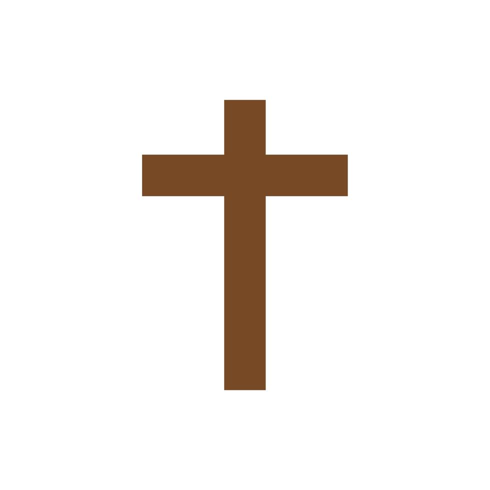 icono de estilo plano de religión de cruz de madera vector