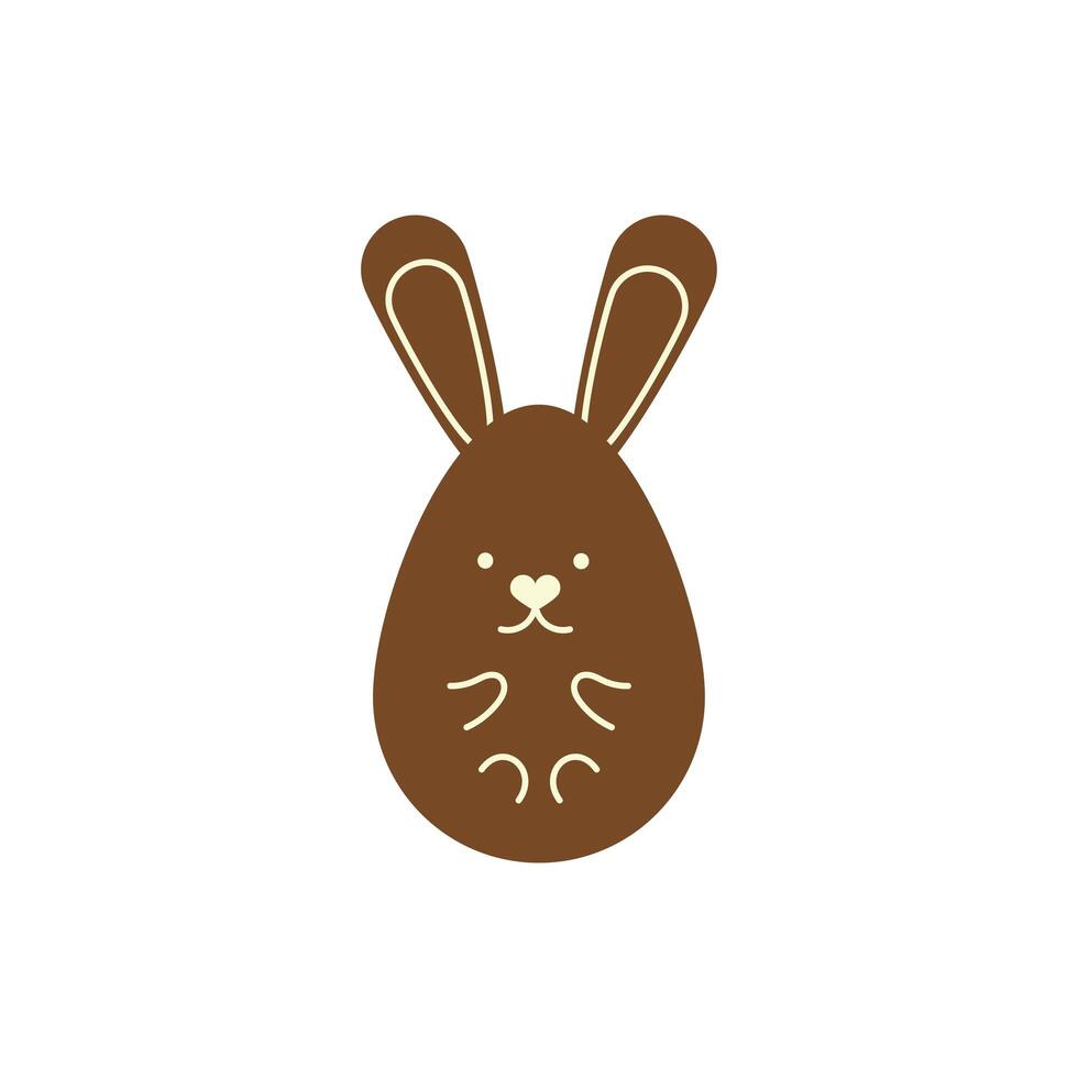 chocolate rabbit of easter egg painted flat style vector