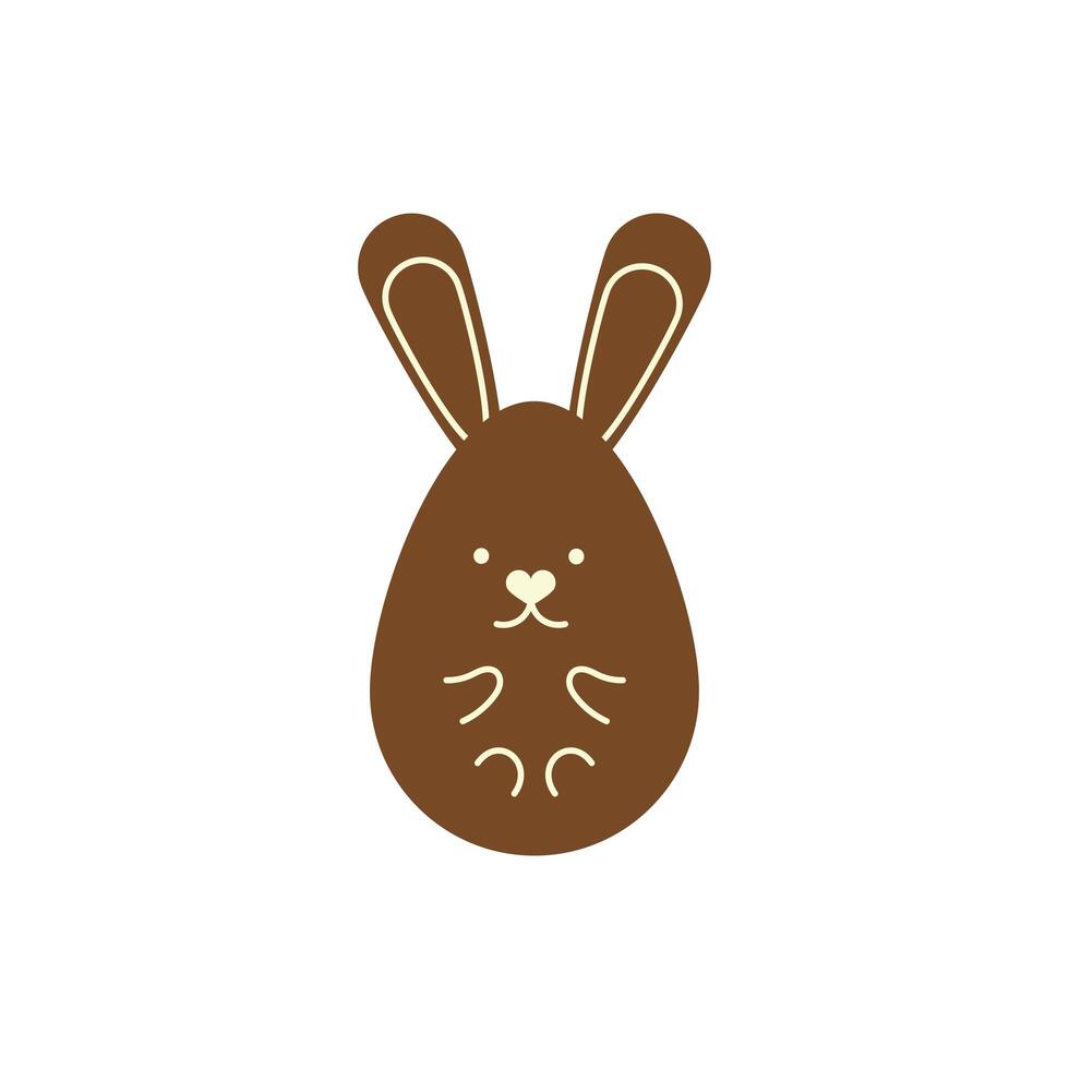 conejo de chocolate de huevo de pascua pintado estilo plano vector