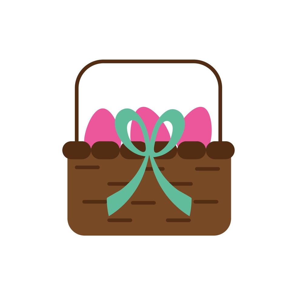 spring eggs painted in basket flat style vector