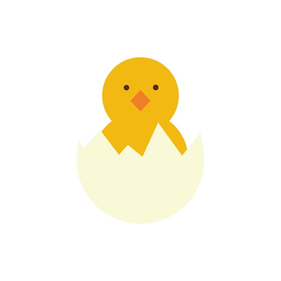 cute little chick in eggshell spring flat style vector