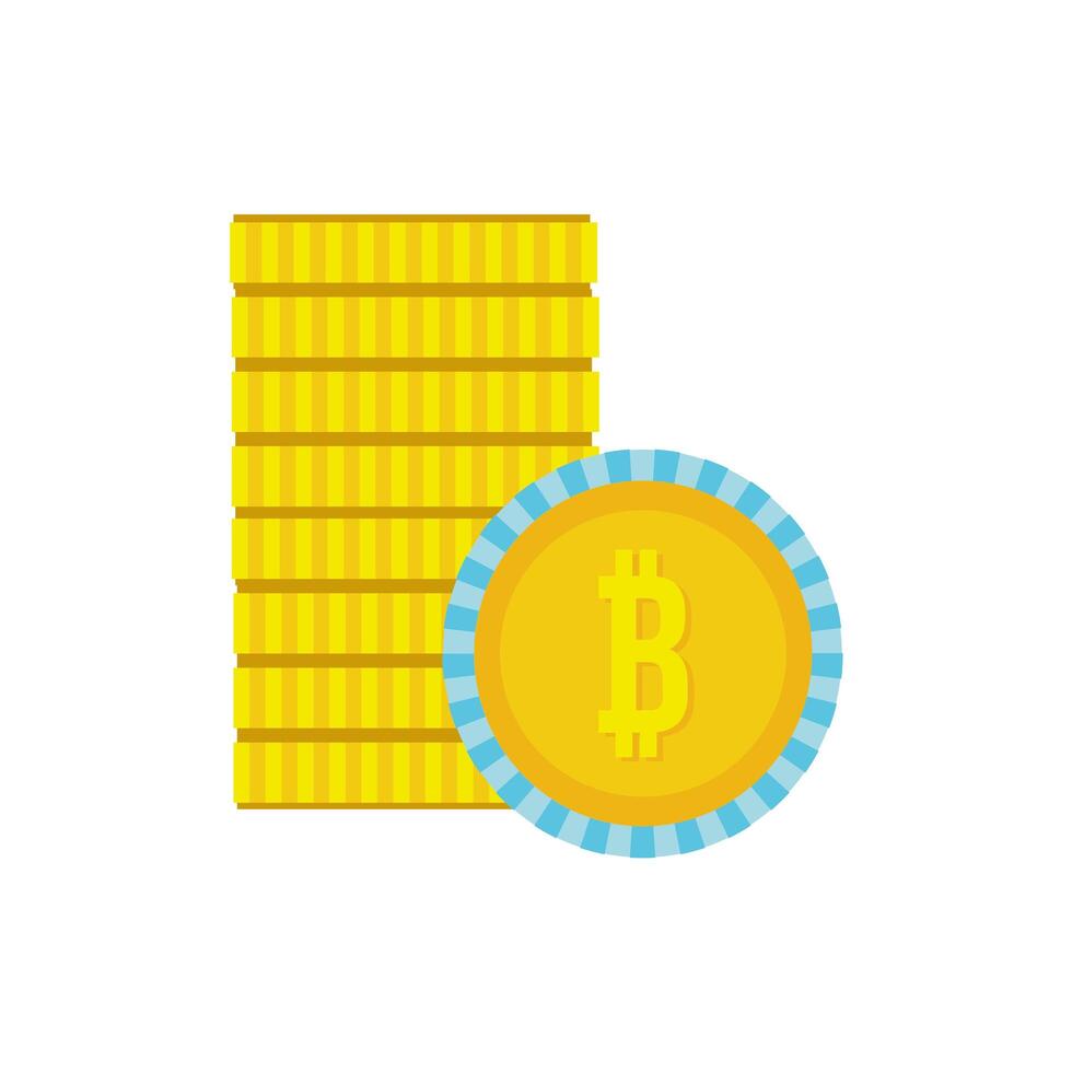 pile bit coins money flat style vector