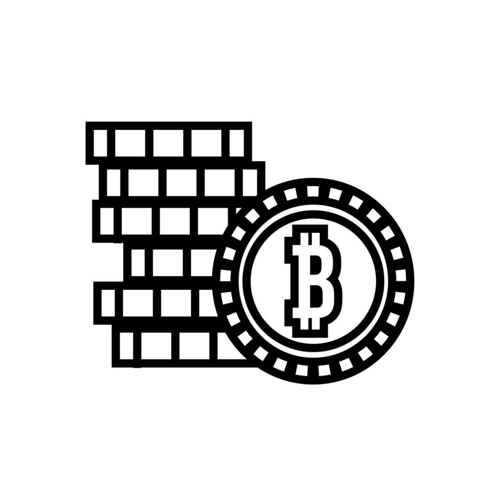 pile bit coins money line style vector
