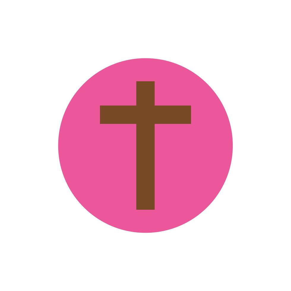 wooden cross religion block and flat style icon vector