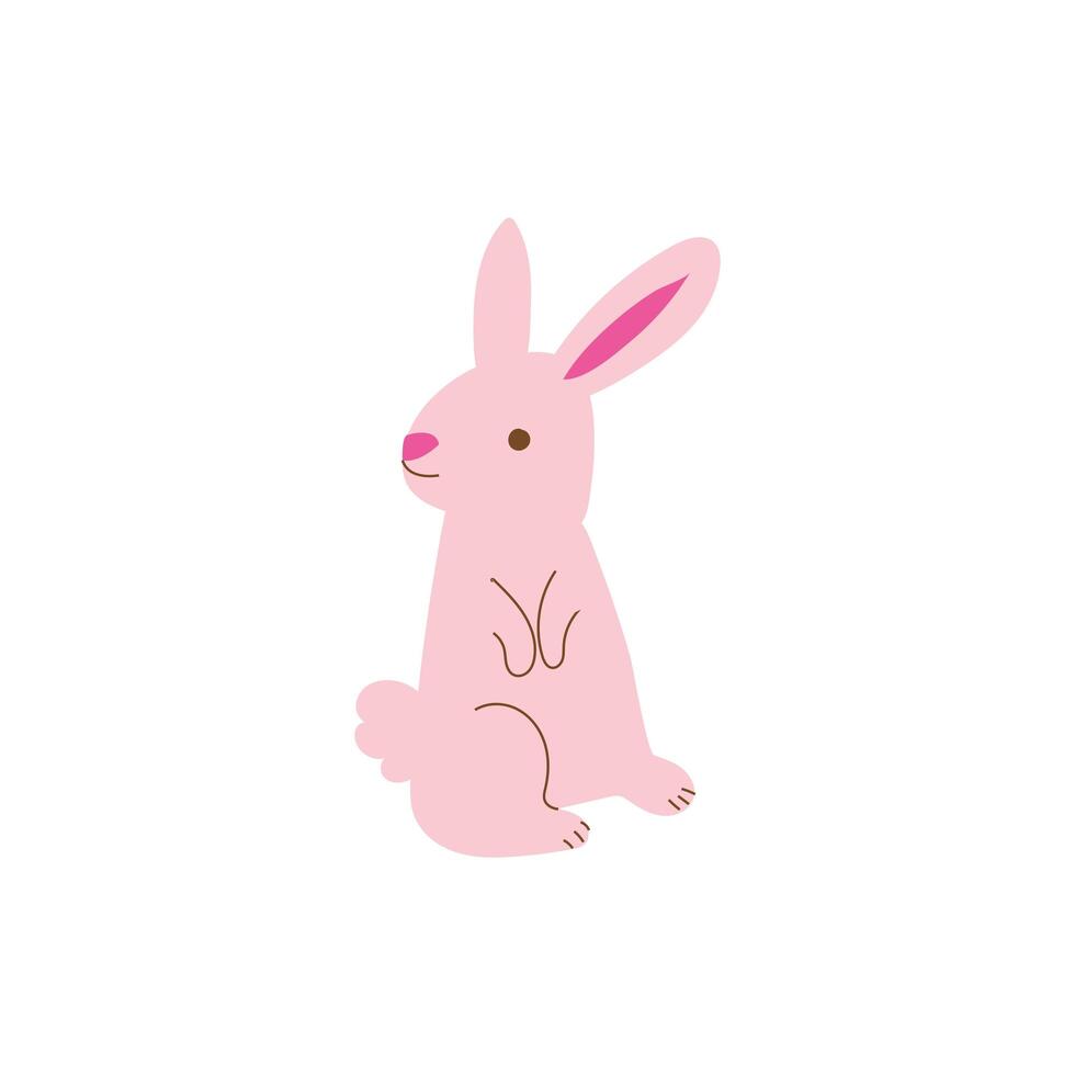 cute little rabbit easter flat icon vector