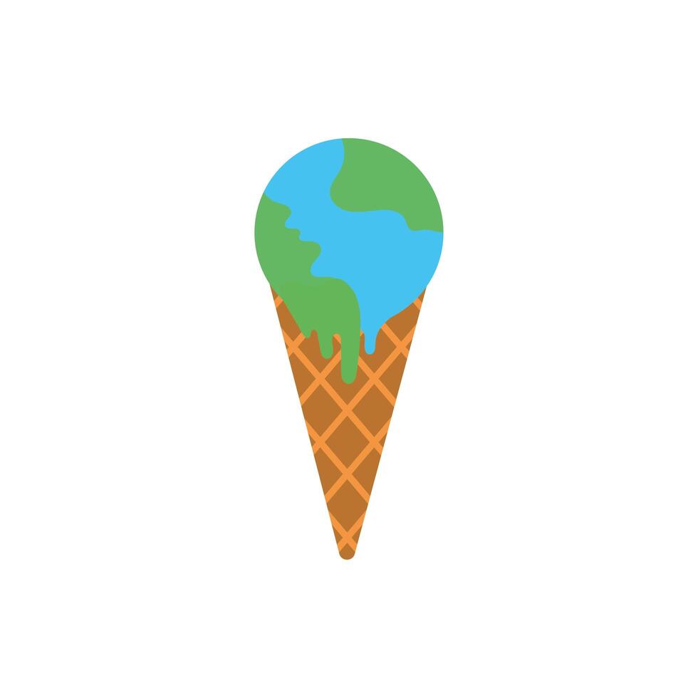 world planet earth in ice cream cone flat style vector