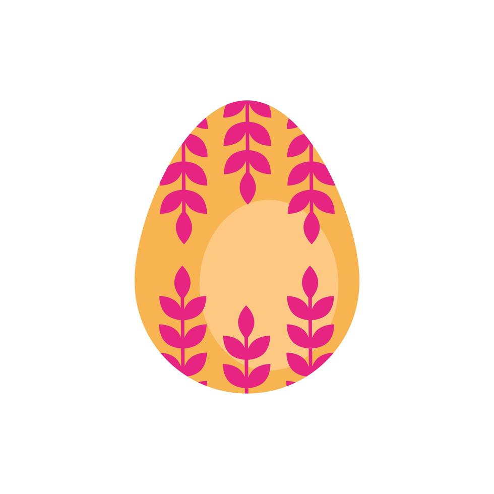 huevo de pascua pintado con hojas estilo plano vector