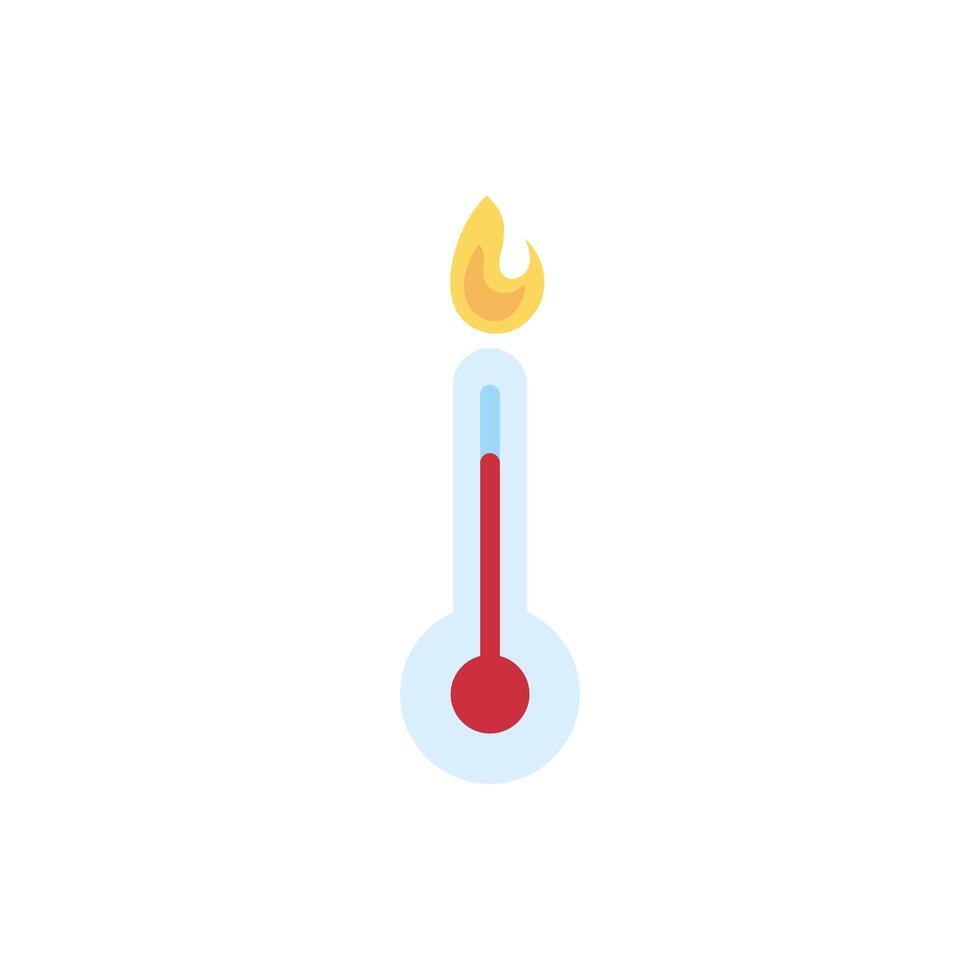 thermometer temperature measure with flame flat style vector