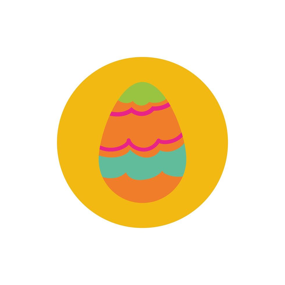 huevo de pascua pintado con ondas bloque de líneas y estilo plano vector