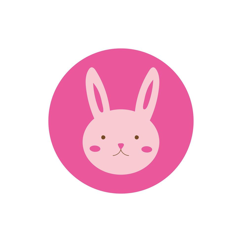 cute little rabbit easter block and flat icon vector