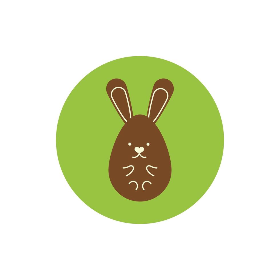 chocolate rabbit of easter egg painted block and flat style vector