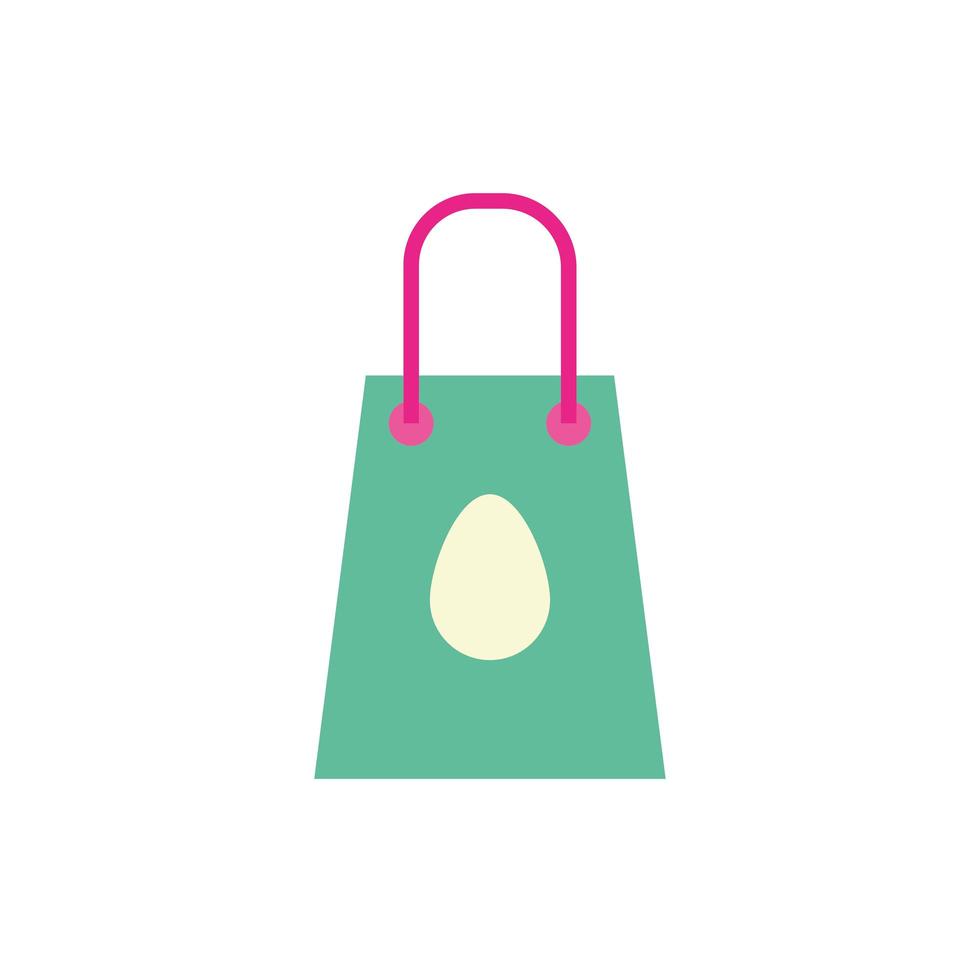 bolsa de compras con huevo de pascua pintado estilo plano vector