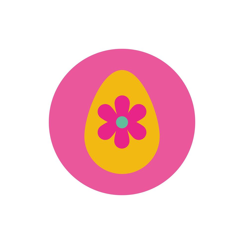 huevo de pascua pintado con bloque de flores y estilo plano vector