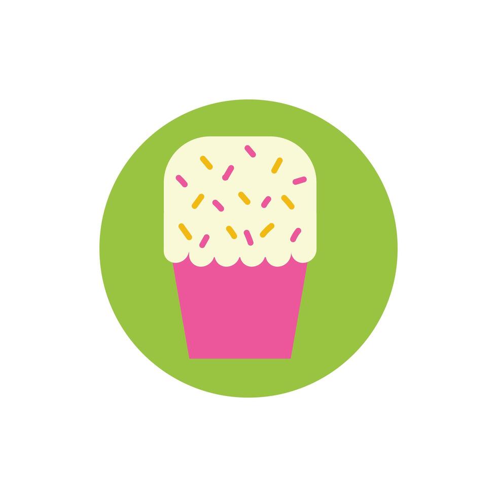 bloque de pastelería de cupcake dulce y estilo plano vector