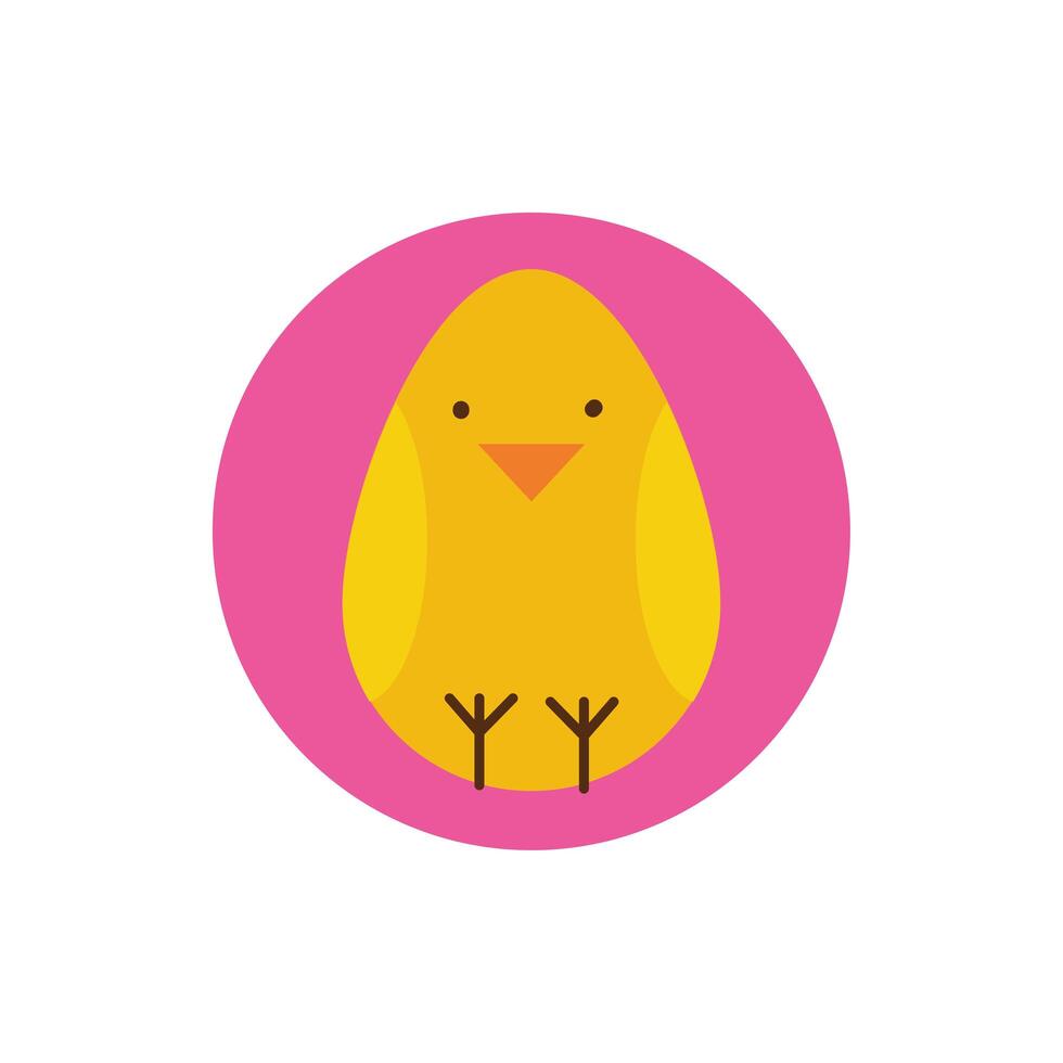 cute little chick spring block and flat style vector