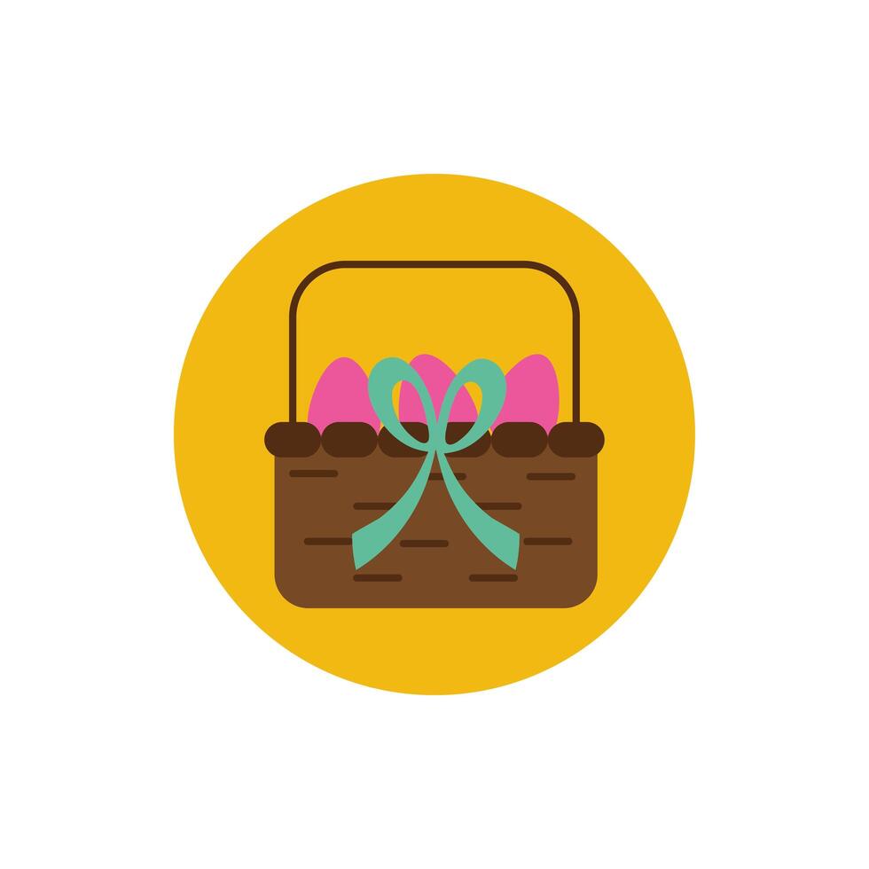 spring eggs painted in basket block and flat style vector