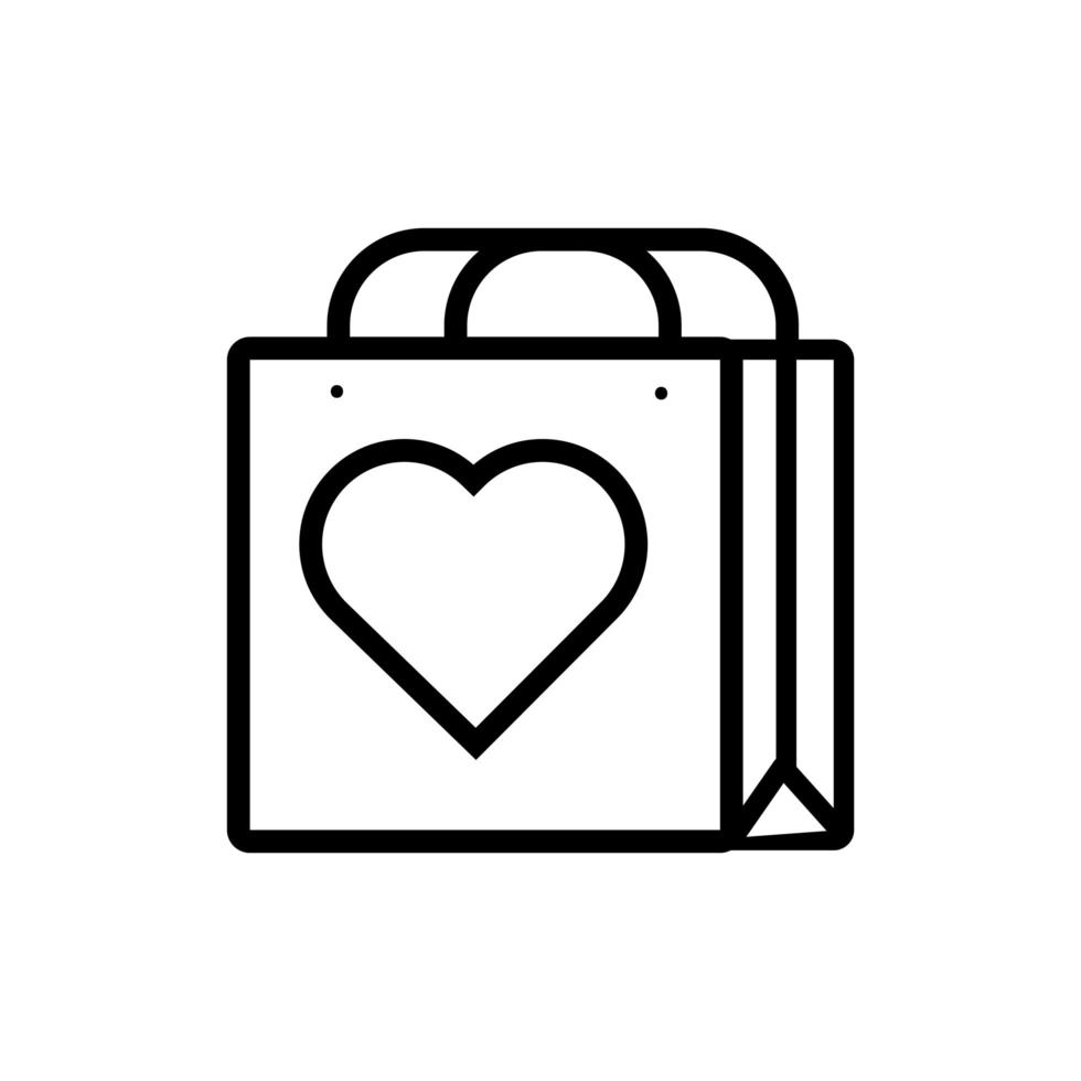 bolsa de papel con estilo de línea de amor de corazón vector