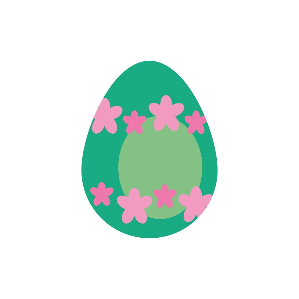 huevo de pascua pintado con flores estilo plano vector