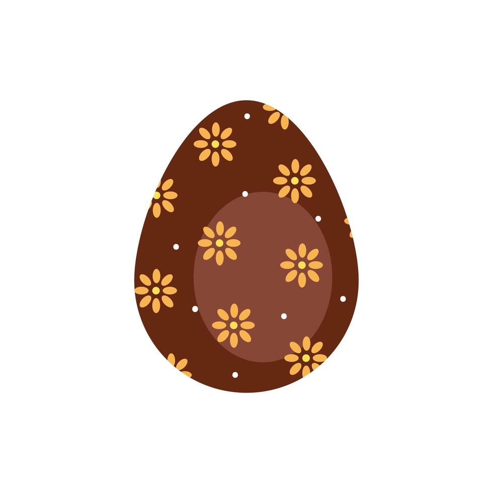 easter egg painted with flowers flat style vector