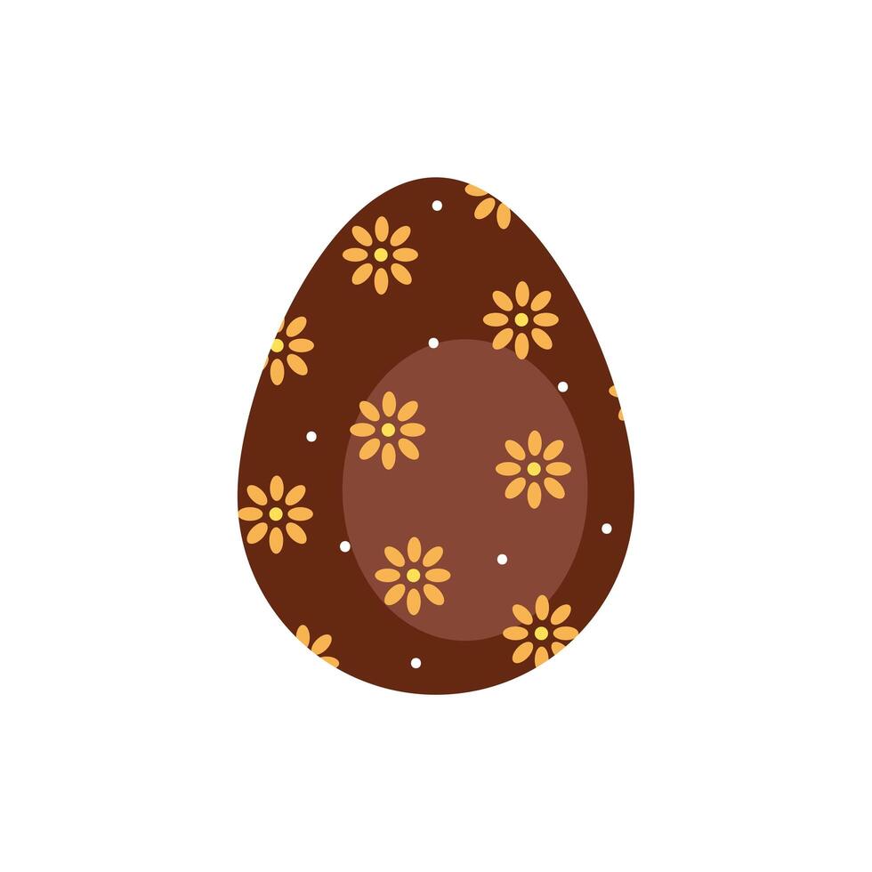 huevo de pascua pintado con flores estilo plano vector