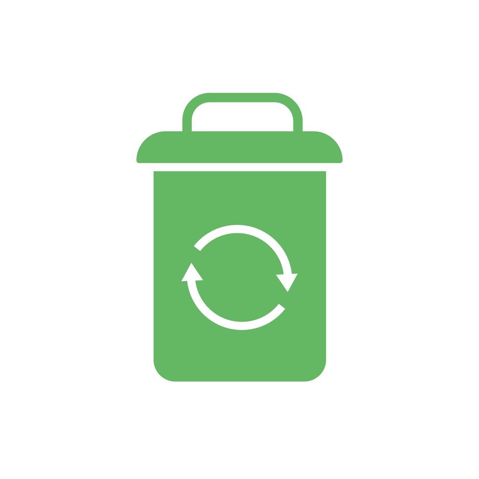 arrows recycle symbol in waste bin flat style vector