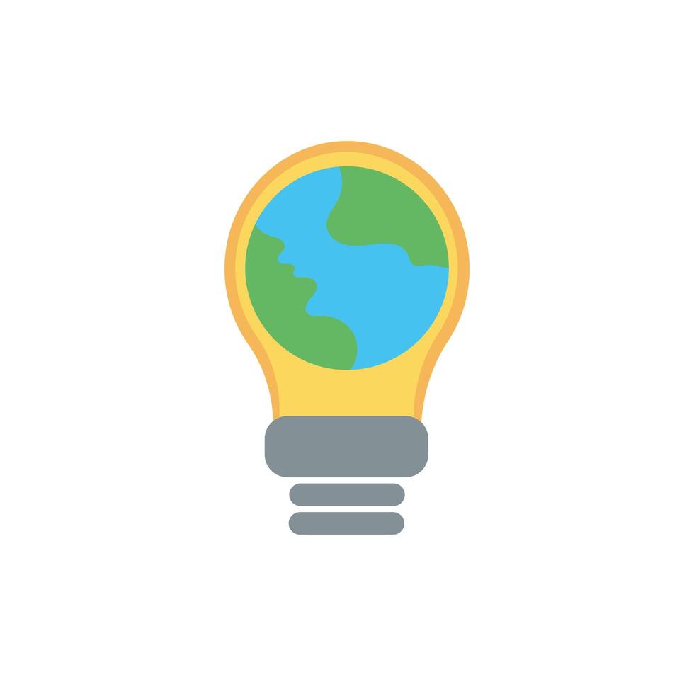 world planet earth in bulb light flat style vector