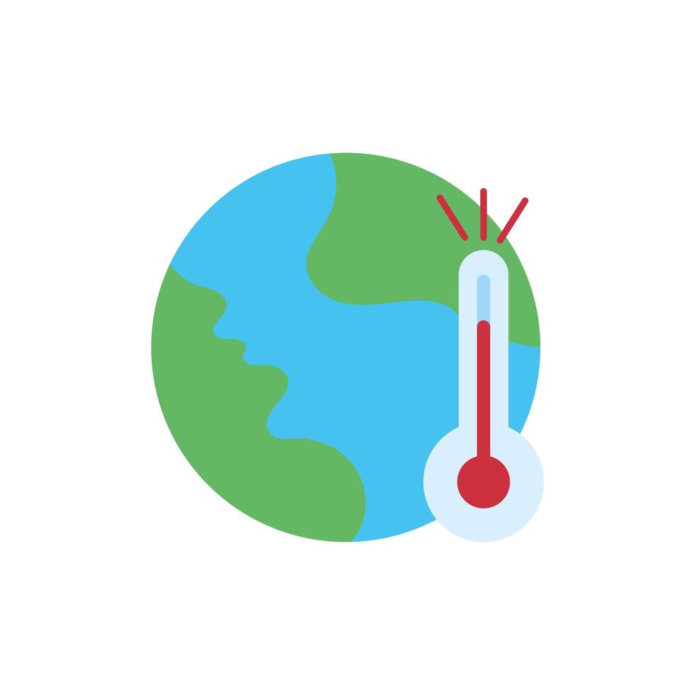 world planet earth with thermometer flat style vector