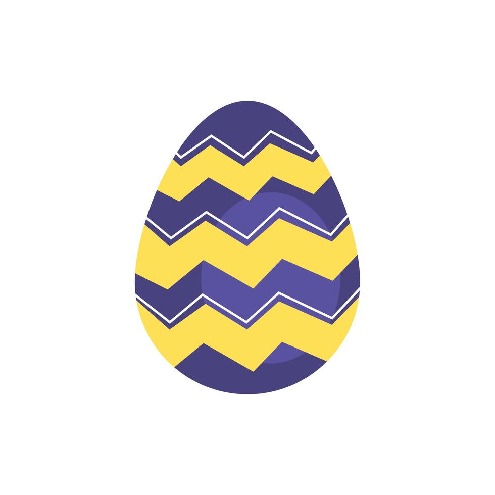 huevo de pascua pintado con ondas rayas estilo plano vector